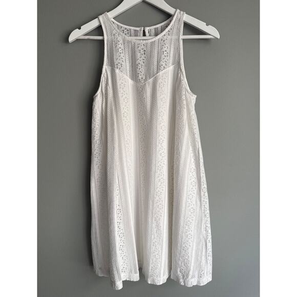Abercrombie & Fitch Dresses & Skirts - Abercrombie & Fitch White Lace Mini Dress Sleeveless Trapeze Size S A-Line Boho